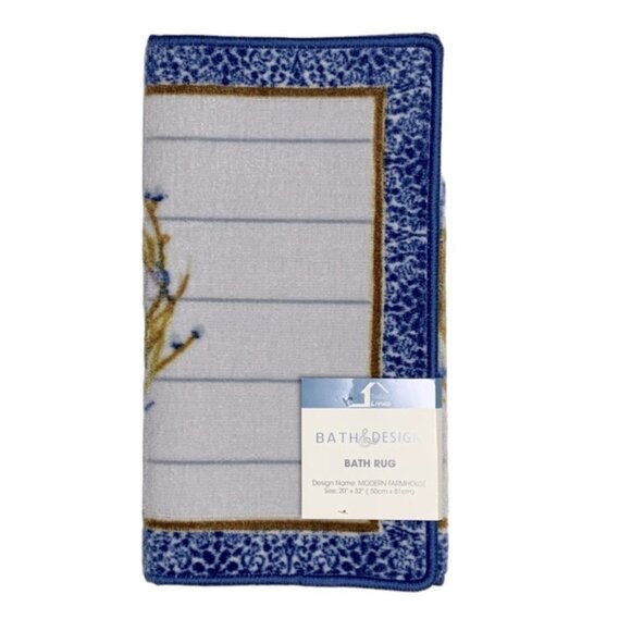 Modern Farmhouse Welcome Home Accent Matt Rug 20 x 32 Inch Blue White - Picture 4 of 14